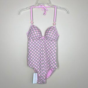 NWT Vacanze Italiane Bathing Suit Swimsuit • Pink/Tan-ish Gray • Size 8 US